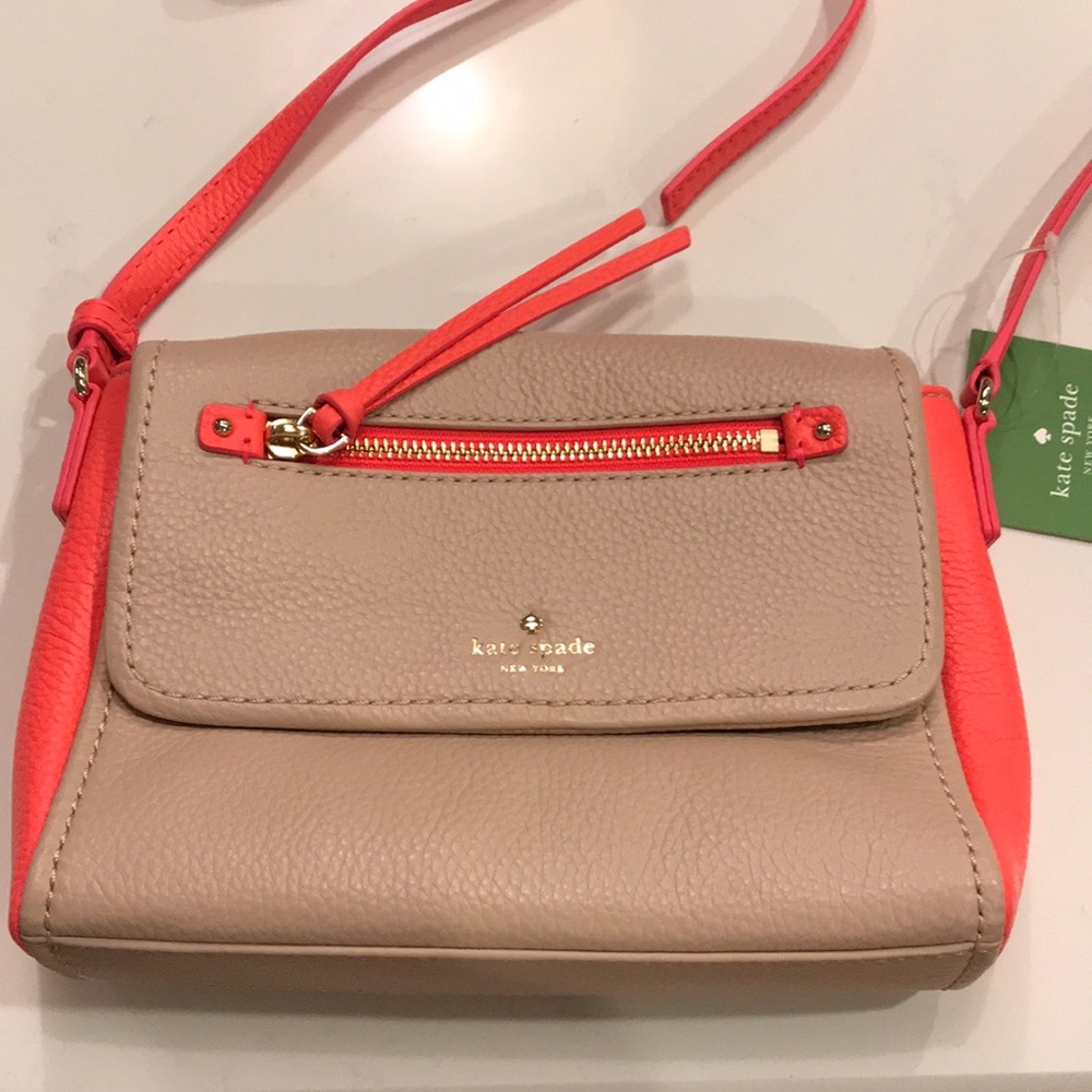 Brand New Kate Spade Coral & Tan Mini Toddy